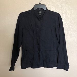 Eileen Fisher XS Linen Mandarin Collar Jacket